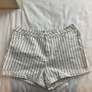 White and Navy Striped Women's Shorts
